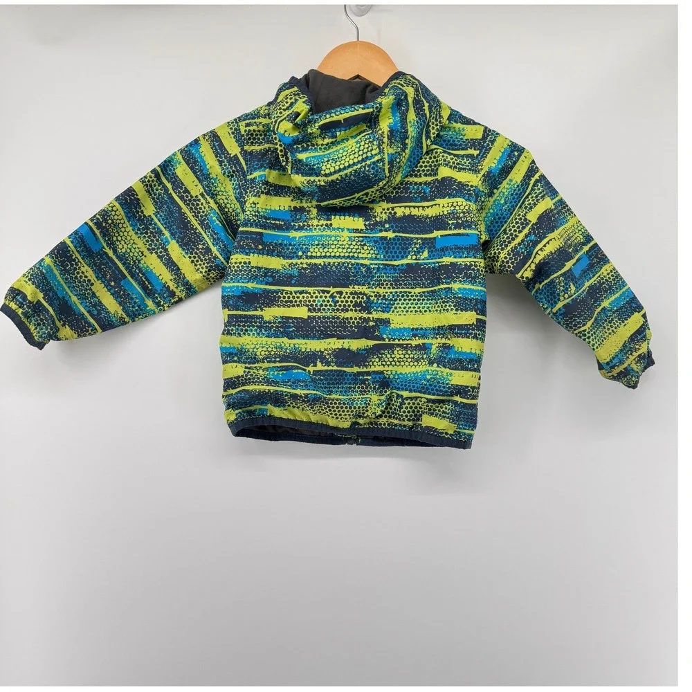 Columbia Boys Omni-Shield Hooded Windbreaker Jacket Neon‎ Yellow Blue Size 4/5
